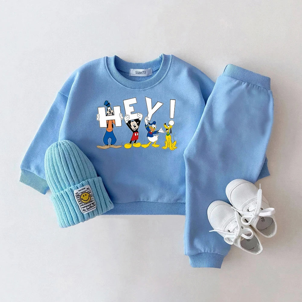 Disney Toddler Baby Boys Girl Fall Clothes Sets Baby Girl Clothing Set Kids Sports Sweatshirt Pants 2Pcs Baby Suits Outfits