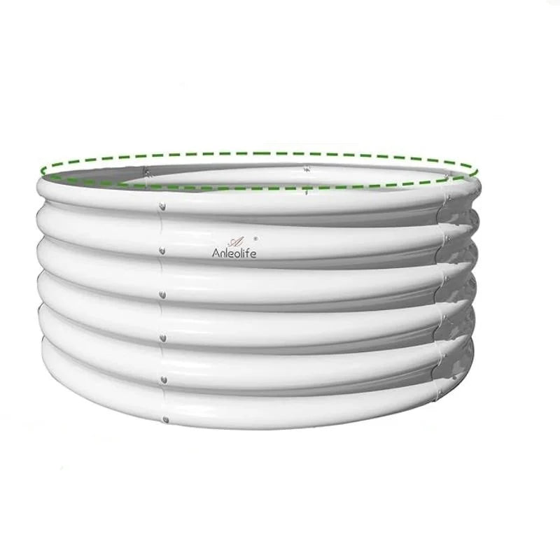 Set of 6: 48"x48"x18" Round Metal Raised Garden Beds - White Durable Planters for Vegetables & Flowers, Easy to Assemble