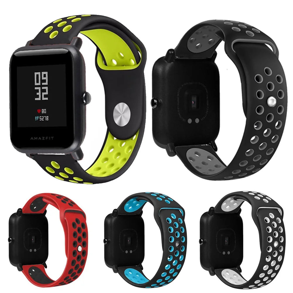1pcs Bicolourable Silica Strap for Huami Amazfit Smart Band Fitness Tracker Accessories Belt for Huami Xiaomi Wristband Strap