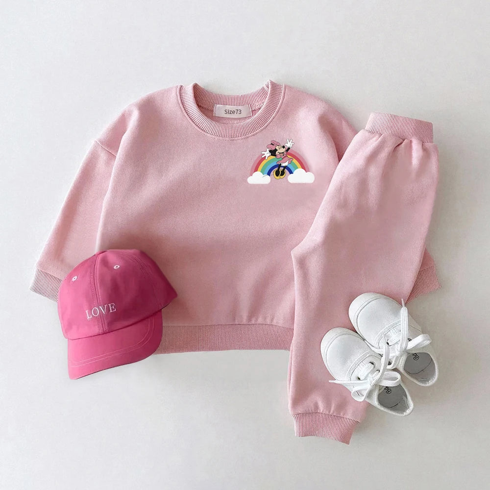 Disney Toddler Baby Boys Girl Fall Clothes Sets Baby Girl Clothing Set Kids Sports Sweatshirt Pants 2Pcs Baby Suits Outfits