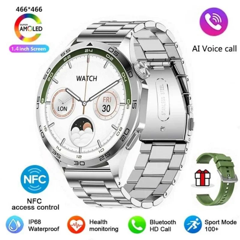 2024 New For Huawei Xiaomi Men GT4 Pro Smartwatch Bluetooth Call GPS Track Compass AMOLED 466*466 HD screen Men Smartwatch