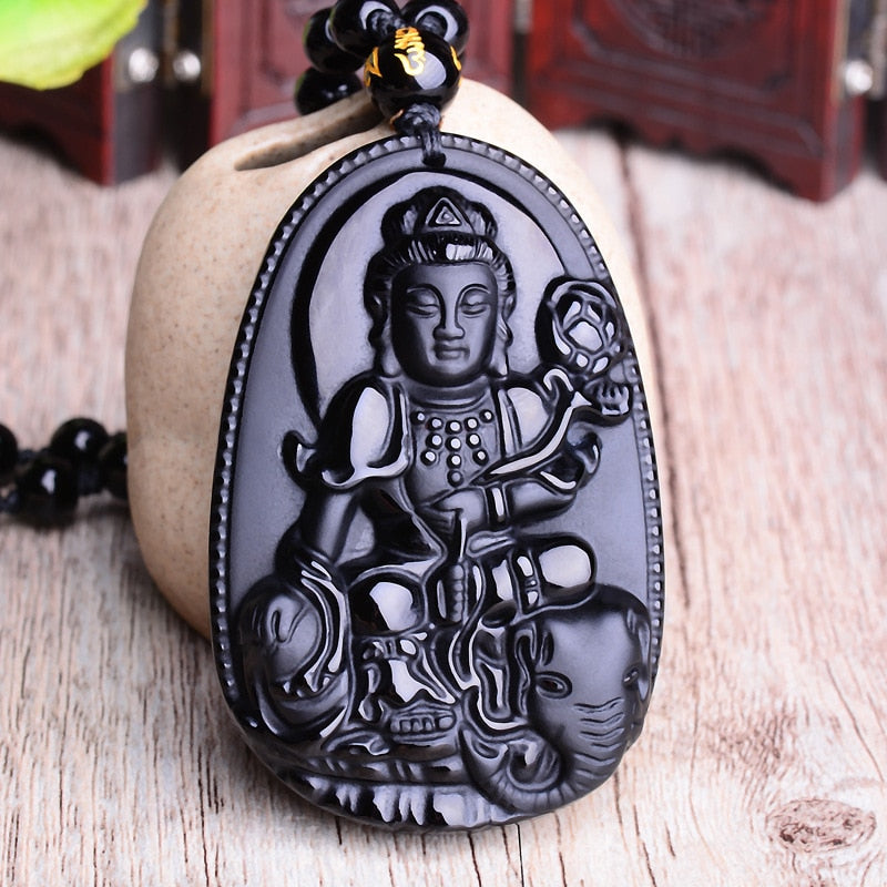 Black Obsidian Six Stars Lucky Amulet  Love Natural Stone Pendant  Necklace  for Women Men  Love Crystal Pendulum Jewelry