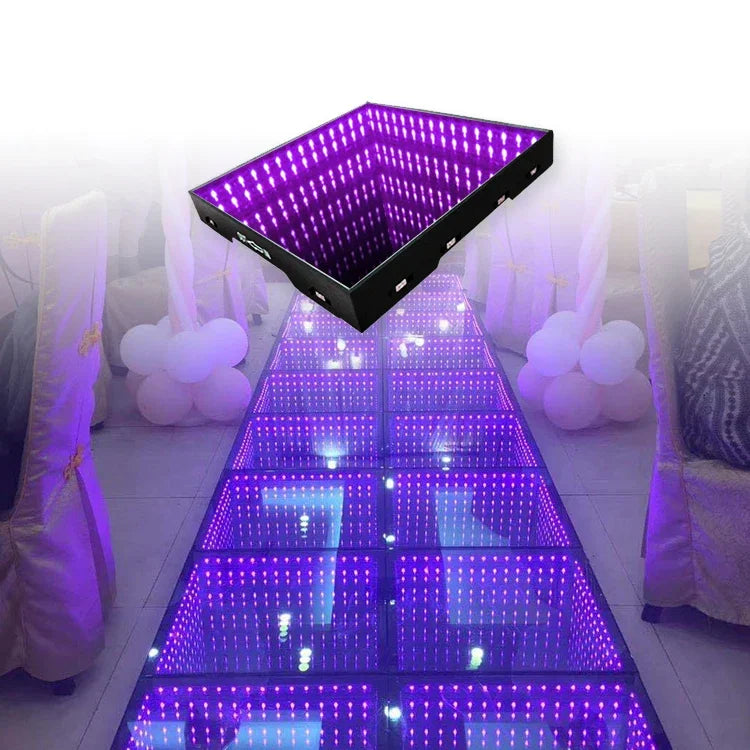 wedding lights waterproof trade glass double mirror 3d infinity led colorful event magnetic dance floor light