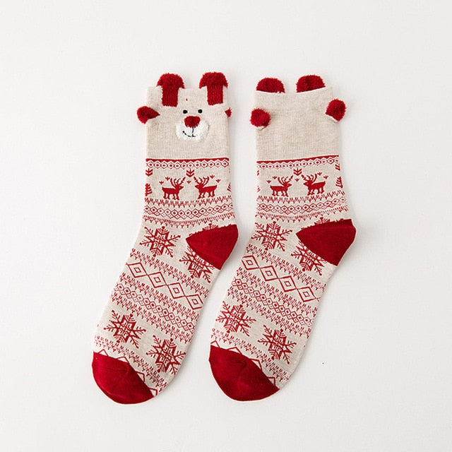 New Women Sock Winter Warm Christmas Gifts Stereo Socks Soft Cotton Cute Santa Claus Deer Socks Xmas Christmas Socks Cute