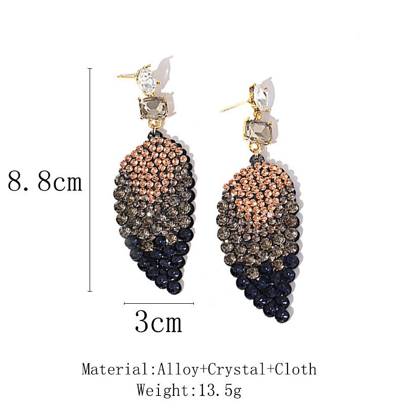 Leaf sparkling diamond minimalist earrings