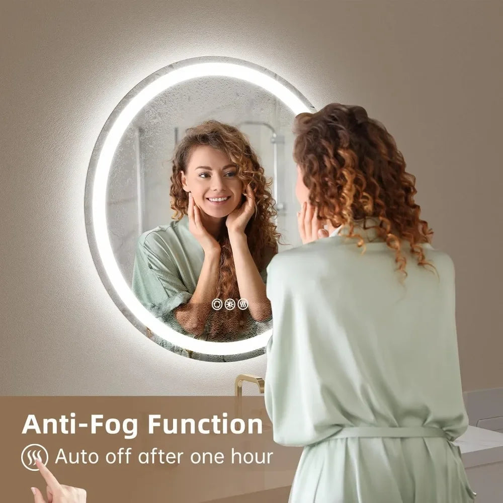 36" Round LED Mirror for Bathroom Front and Backlit Wall Mounted Bathroom Mirror with Lights, Anti-Fog Household Merchandises