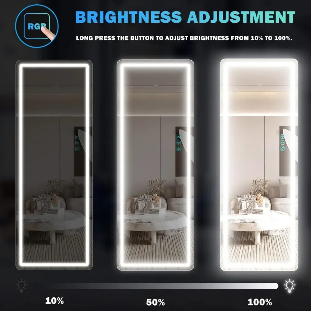 47" X 18" Full Length Mirror with LED Lights, Full Body Lighted Mirror, Light Up Mirror for Bedroom Living Room