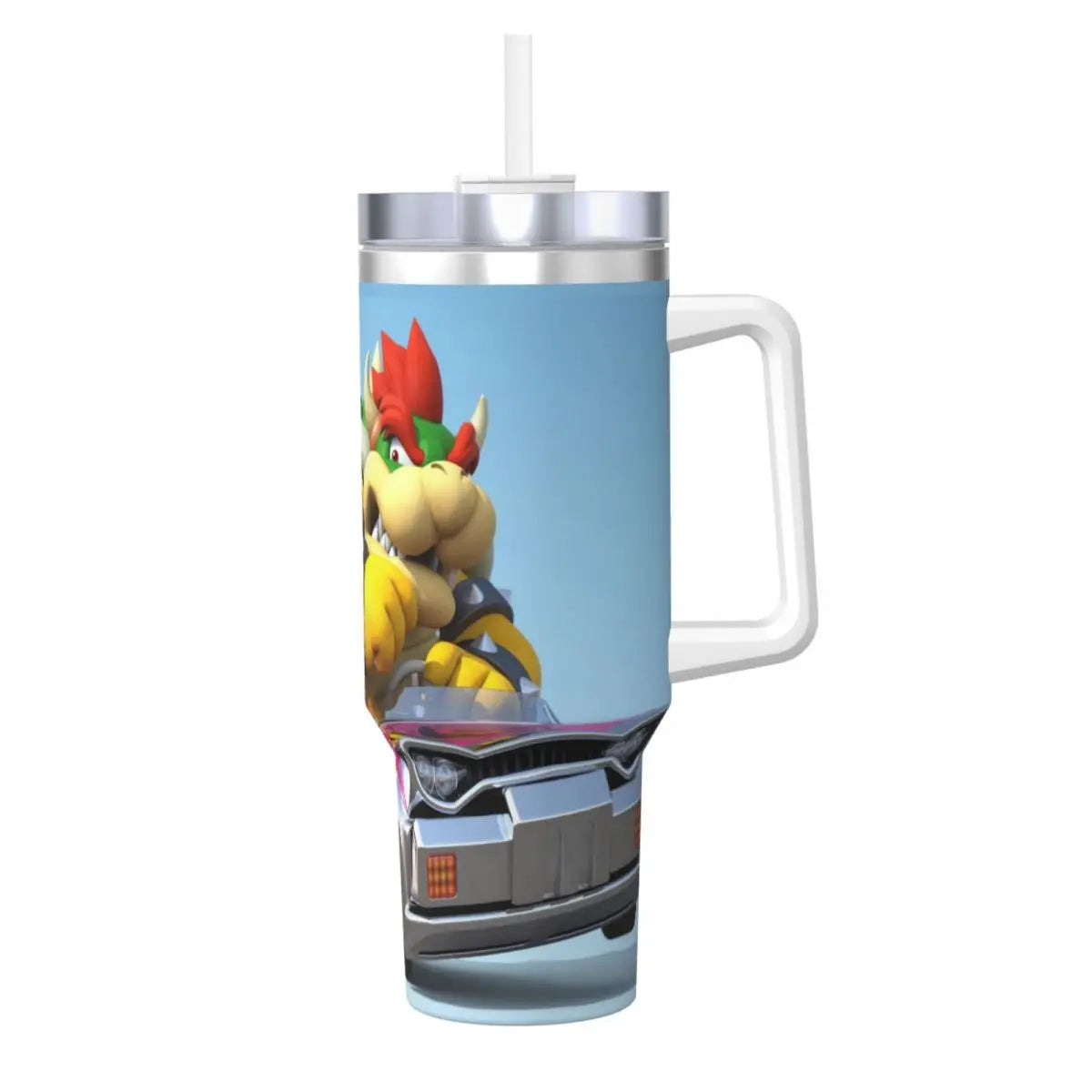 Stainless Steel Tumbler Super Mario Kart Mugs Cup With Straws Camping Cold Hot Water Bottle Heat Preservation 40oz Thermal Cups