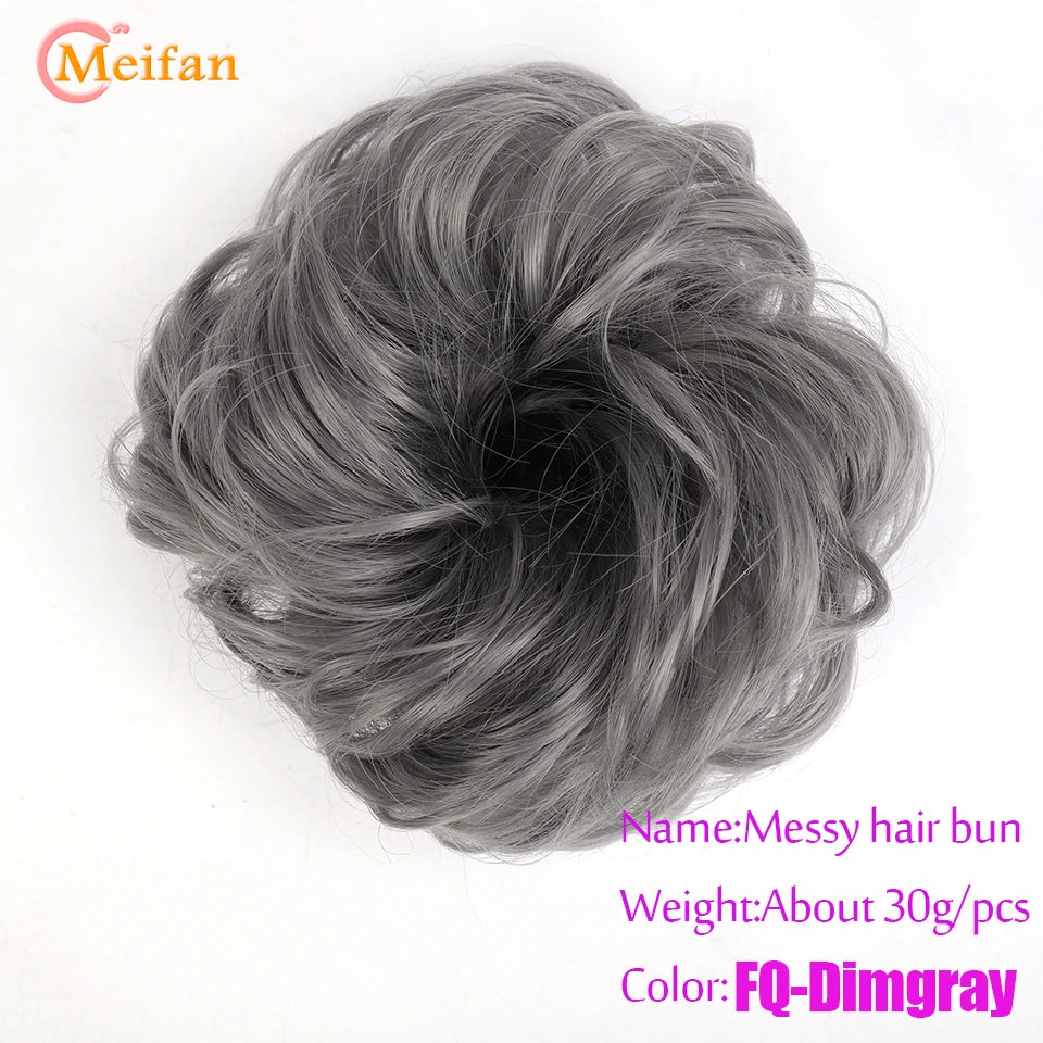 MEIFAN Synthetic Chignon Elastic Rubber Band Fake Hair Bun Clip in on Hair Tail Extension Updo Hair Piece Ponytail For Women