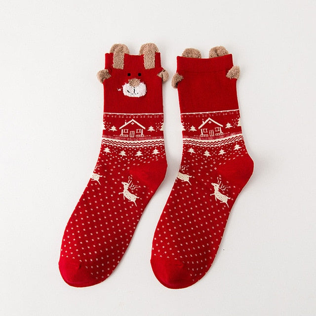 New Women Sock Winter Warm Christmas Gifts Stereo Socks Soft Cotton Cute Santa Claus Deer Socks Xmas Christmas Socks Cute