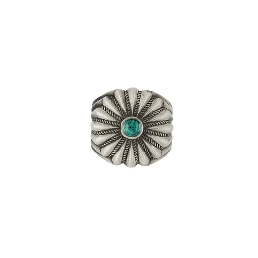 Gujia 925 Sterling Silver Sunflower Sunflower Turquoise Ring Star Matching Mens and Womens Ring Ring Ring