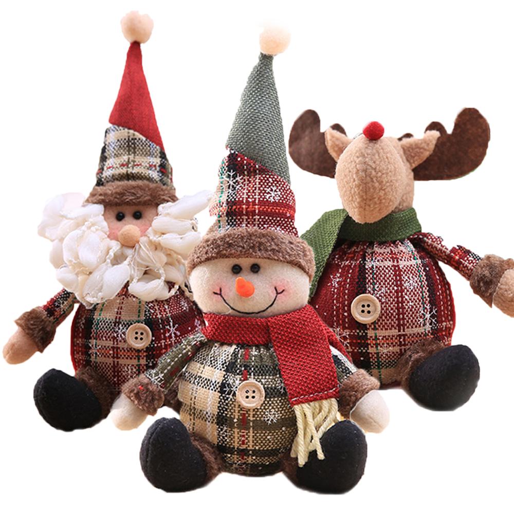 Santa Claus Christmas Ornaments Tree Decor Elk Snowman Plush Christmas Doll Decorations For Home 2019 Navidad Pendant Gift Kids