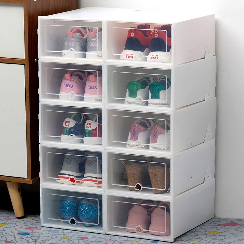 6pc Transparent shoe box storage shoe boxes thickened dustproof shoes organizer box can be superimposed combination shoe cabinet