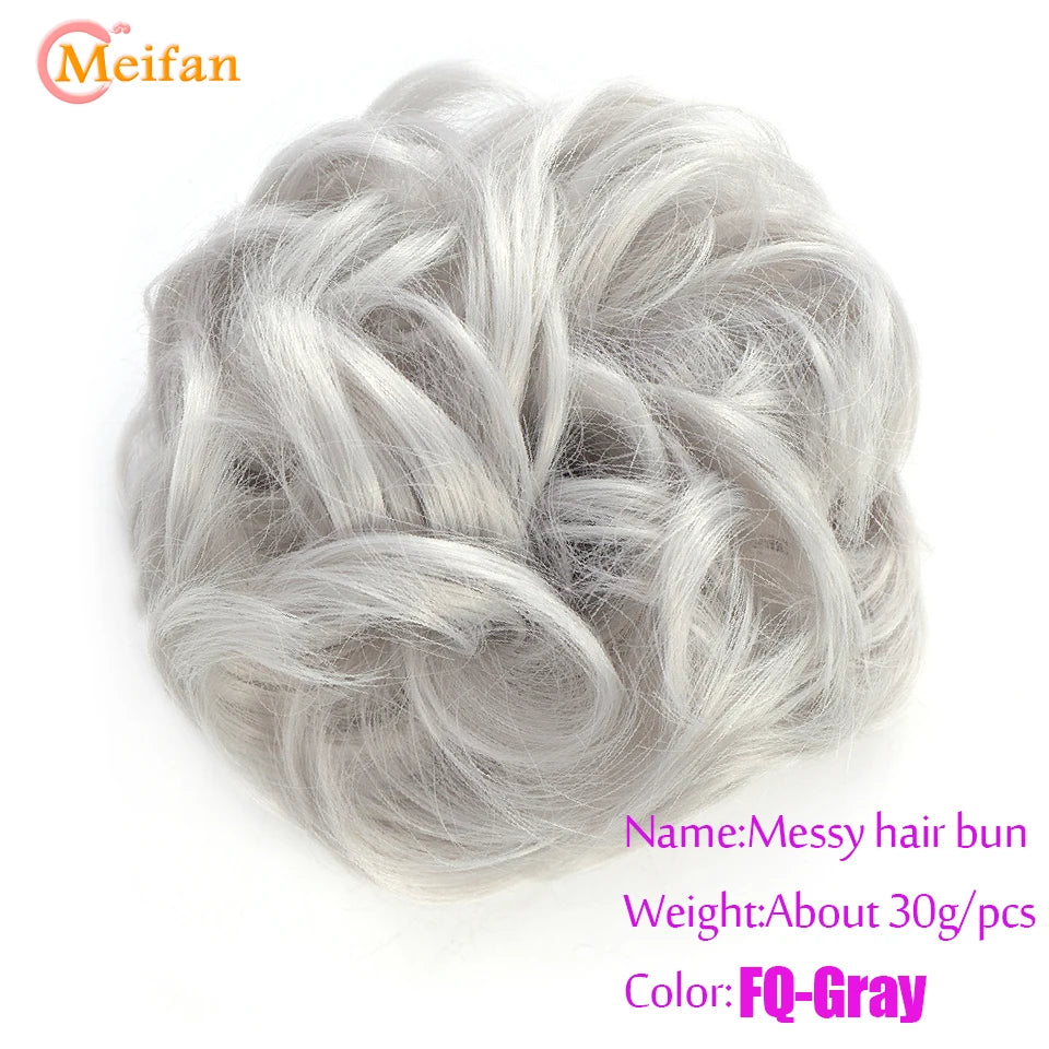 MEIFAN Synthetic Chignon Elastic Rubber Band Fake Hair Bun Clip in on Hair Tail Extension Updo Hair Piece Ponytail For Women