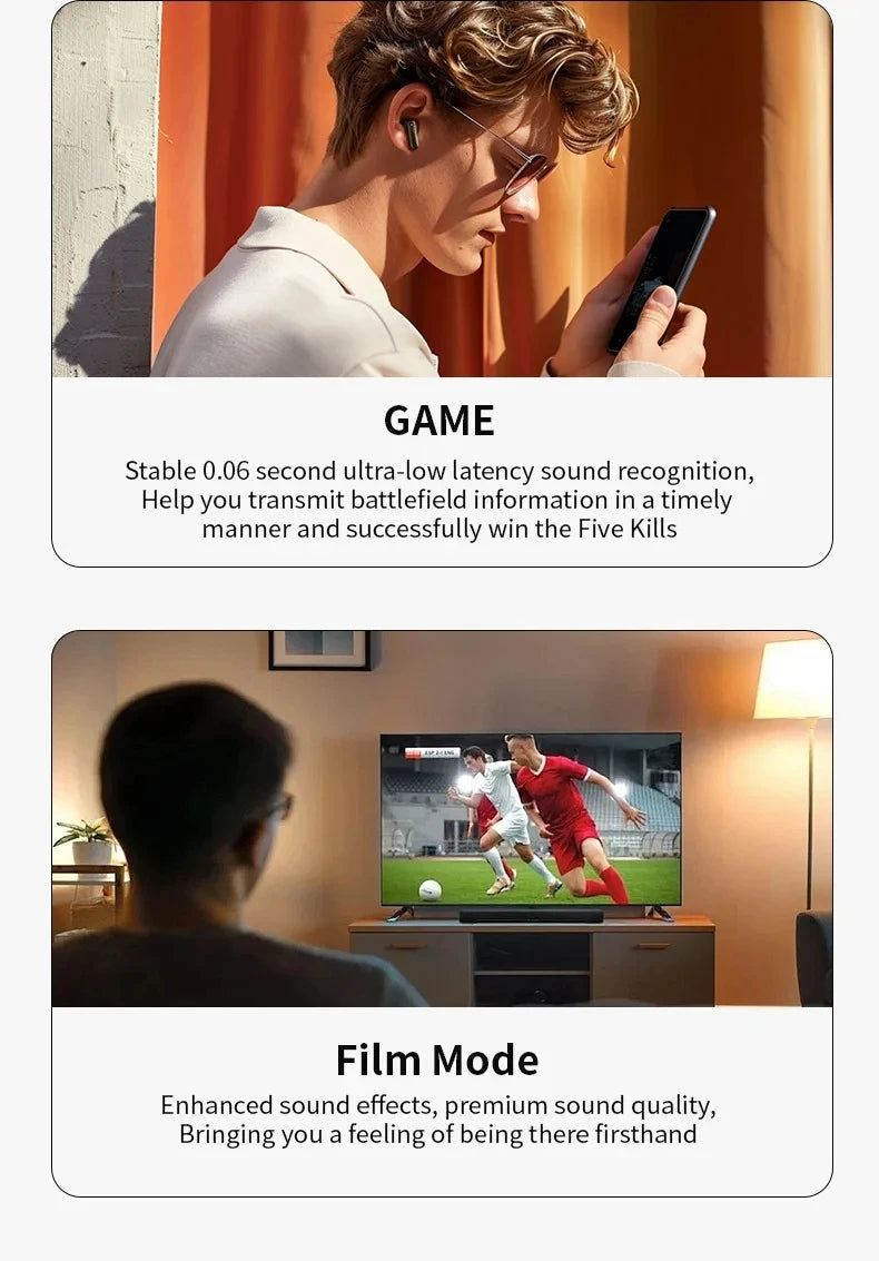 Wireless Headphones ANC Noise Cancelling Bluetooth 5.4 Earphone Sports In-Ear Earbuds ENC Gaming Headset For Motorola Edge 40 Ne