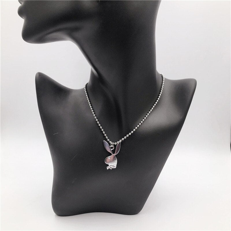 New Women Fashion Cute Long Ear Bunny Pendant Necklaces Charm Playboy Necklace Party Jewelry Collier Femme