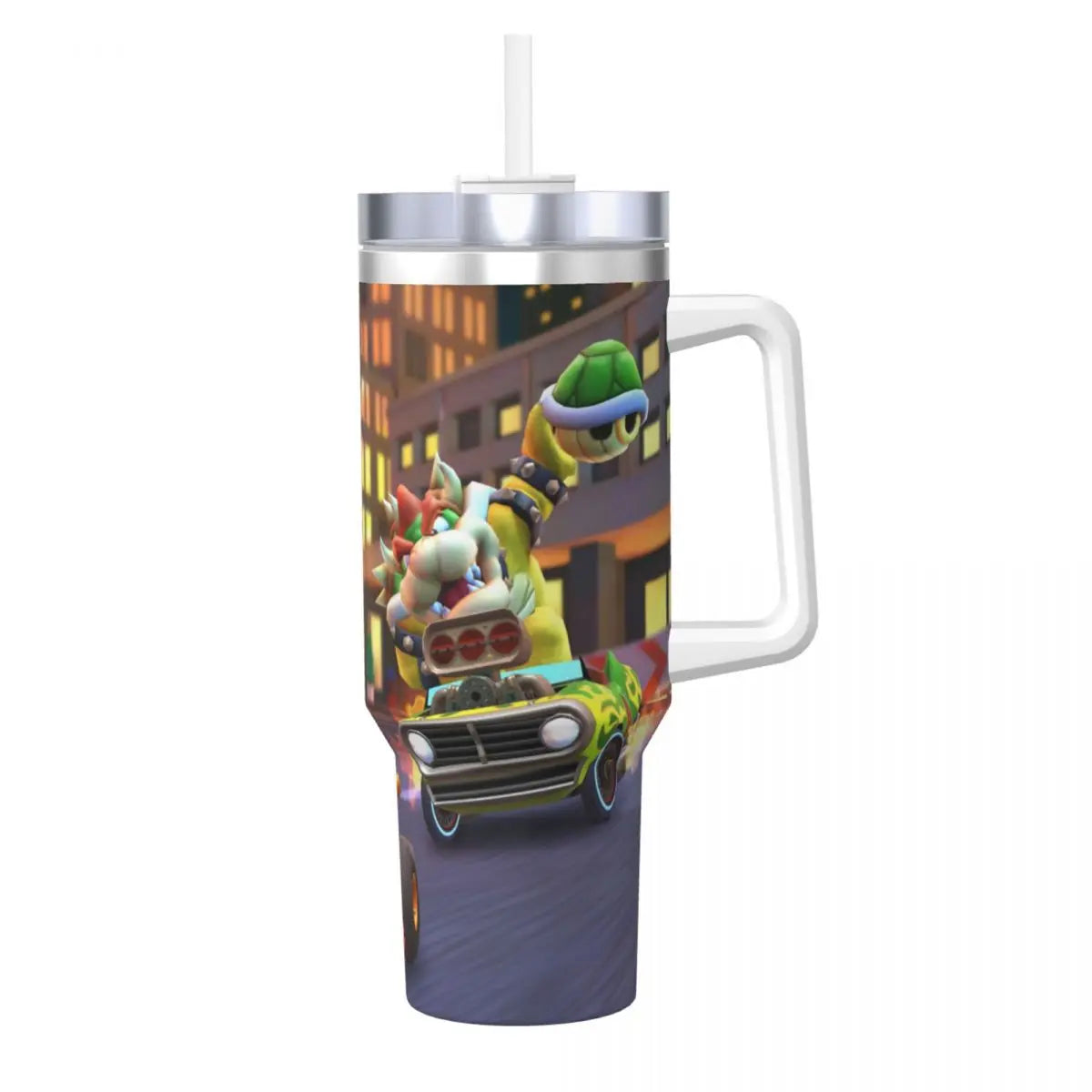 Stainless Steel Tumbler Super Mario Kart Mugs Cup With Straws Camping Cold Hot Water Bottle Heat Preservation 40oz Thermal Cups