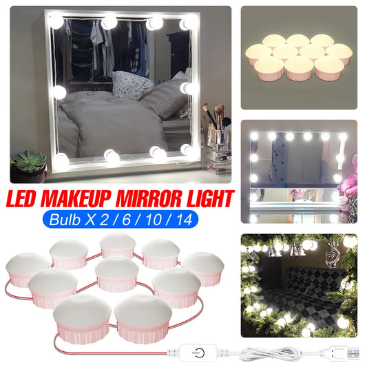 LED Bathroom Mirror With Lights Makeup Tables Lamp USB Hollywood Vanity Light For Dressing Room Decoration Mirrors LED Wall Lamp