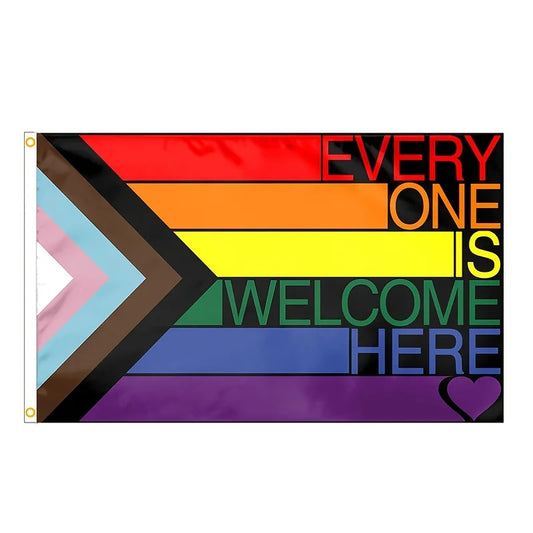 Progress Rainbow Pride Flag 3x5FT 35.43X59.06inch Everyoneryone Is Welcome Here Evs For Gay Pride