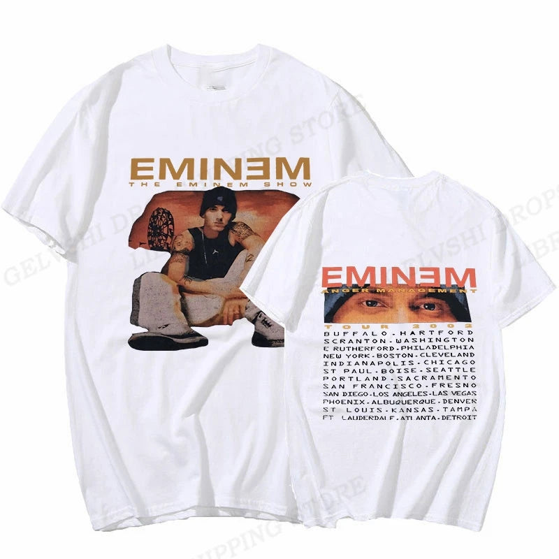 Men's T-shirt Eminem T Shirt Men Fashion T-shirts Cotton Tshirt Kids Hip Hop Tops Tees Women Tshirt Tops Rapper Camiseta Boy Tee