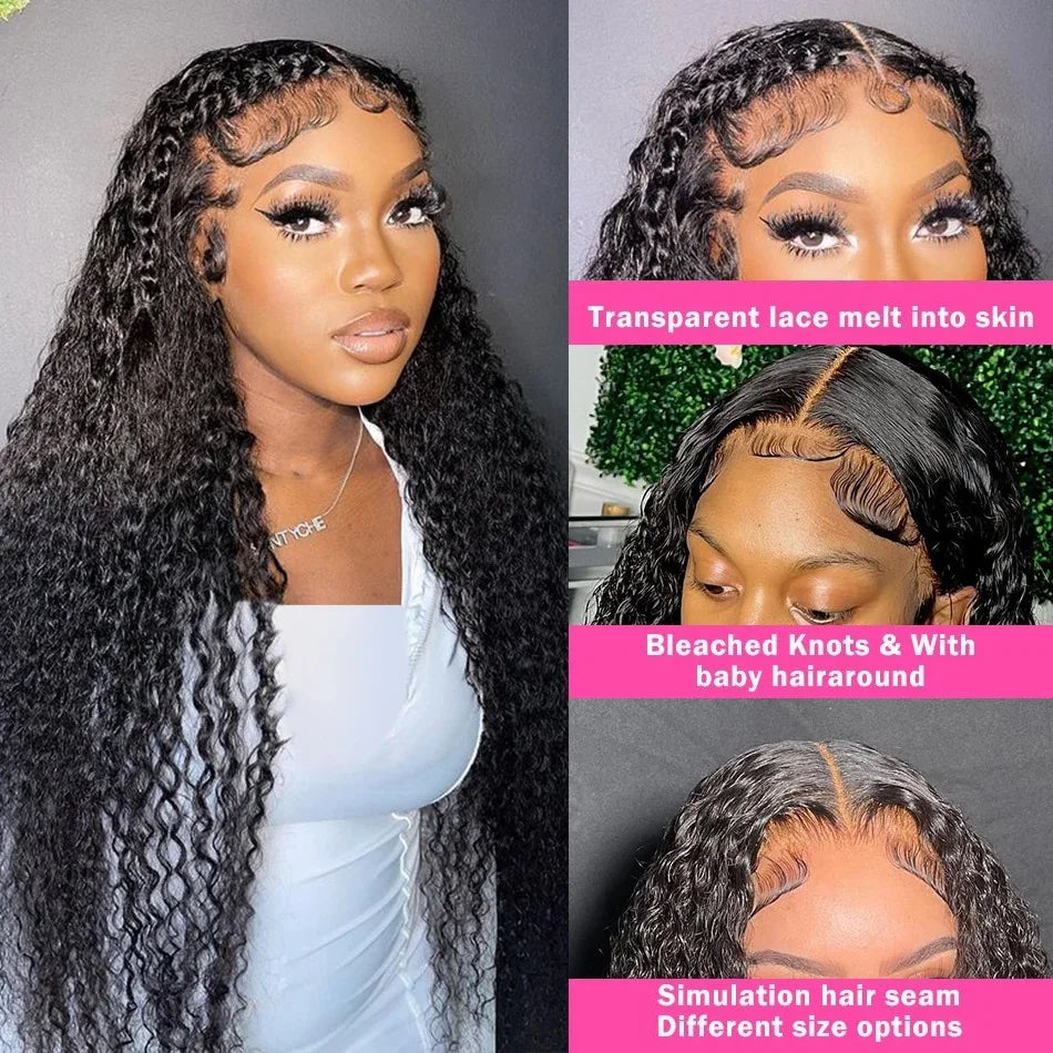 40 inch lace front Brazilian transparent preplucked curly wigs on sale Deep wave 13x6 hd lace frontal human hair wig for women