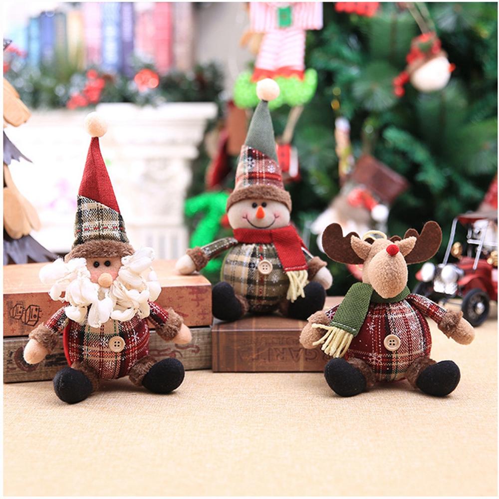 Santa Claus Christmas Ornaments Tree Decor Elk Snowman Plush Christmas Doll Decorations For Home 2019 Navidad Pendant Gift Kids