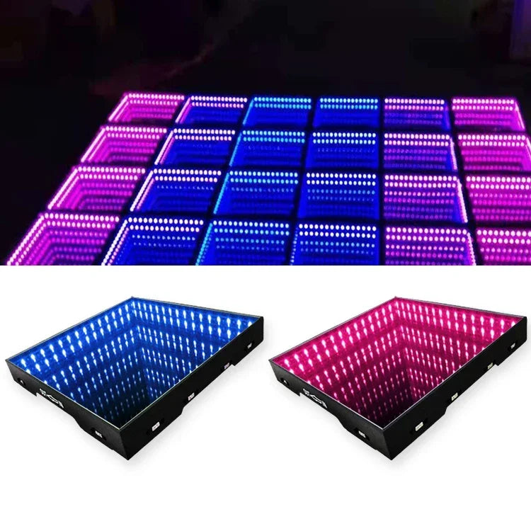 wedding lights waterproof trade glass double mirror 3d infinity led colorful event magnetic dance floor light