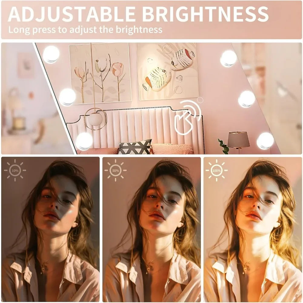 65" X 22" Full Body Mirrors with Bulbs, 3 Colors Temperature, Wall Mounted, Led Standing Mirror, Full Length Mirror with Lights