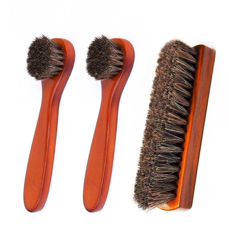 Wood Horsehair Shoe Brush Large Leather Shoe Brush Set Horsehair Shoe Brush Set