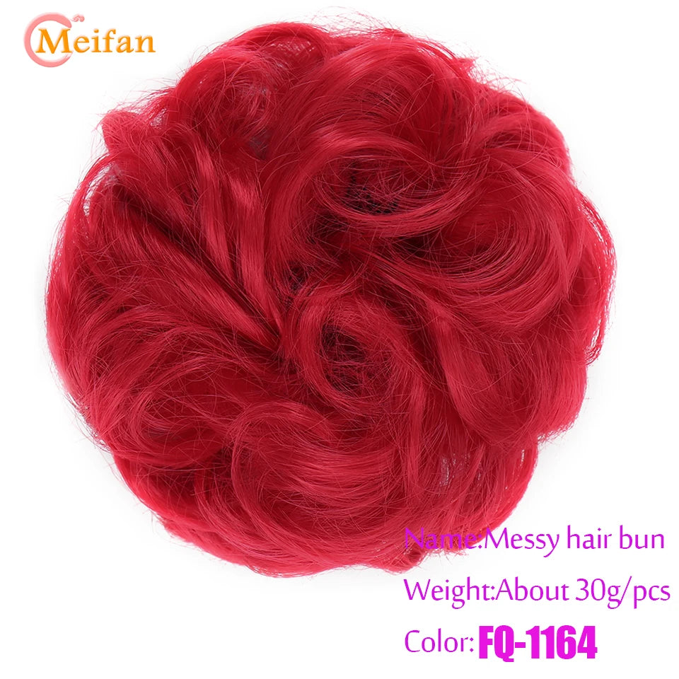 MEIFAN Synthetic Chignon Elastic Rubber Band Fake Hair Bun Clip in on Hair Tail Extension Updo Hair Piece Ponytail For Women