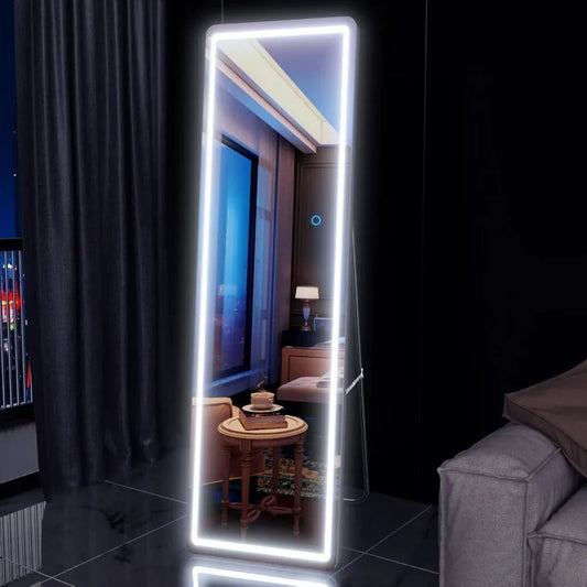 63"x16" Full Body Mirror LED, Dimming & 3 Color Lighting, Wall Mounted Lighted Mirror Touch Control, Full Length Mirror