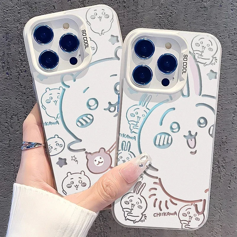 MINISO Usagi Hachiware Chiikawa Iphone Phone Case Kawaii Cute Anime Cartoon Suit for Iphone Series 12 13 14 15 Pro ProMAX Plus