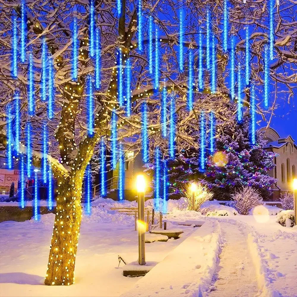 32/24/16/8 Tubes Meteor Shower Rain LED String Lights Christmas Tree Decorations Street Garland for Decor Noel New Year Navidad