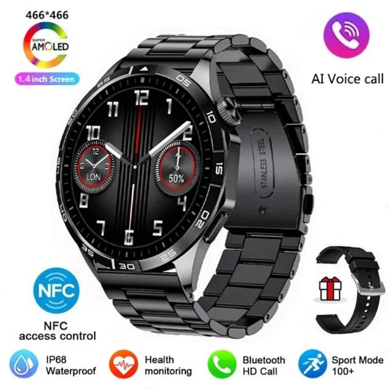 2024 New For Huawei Xiaomi Men GT4 Pro Smartwatch Bluetooth Call GPS Track Compass AMOLED 466*466 HD screen Men Smartwatch