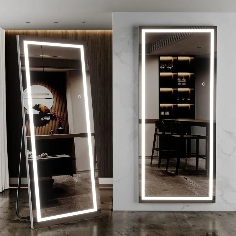 65"x 22" Full Length Mirror with Lights, LED Full Length Mirror, Lighted Full Body Length Light up Mirror Touch, Free Standing