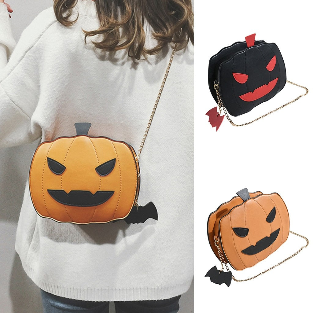 Funny Lovely Pumpkin Handbag Halloween Candy Bag Girls Shoulder Messenger Bag Ladies Messenger Shoulder Bag Casual Purse Handbag