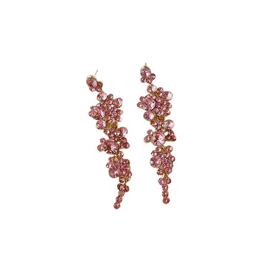 Alloy studded diamond long tassel earrings for women