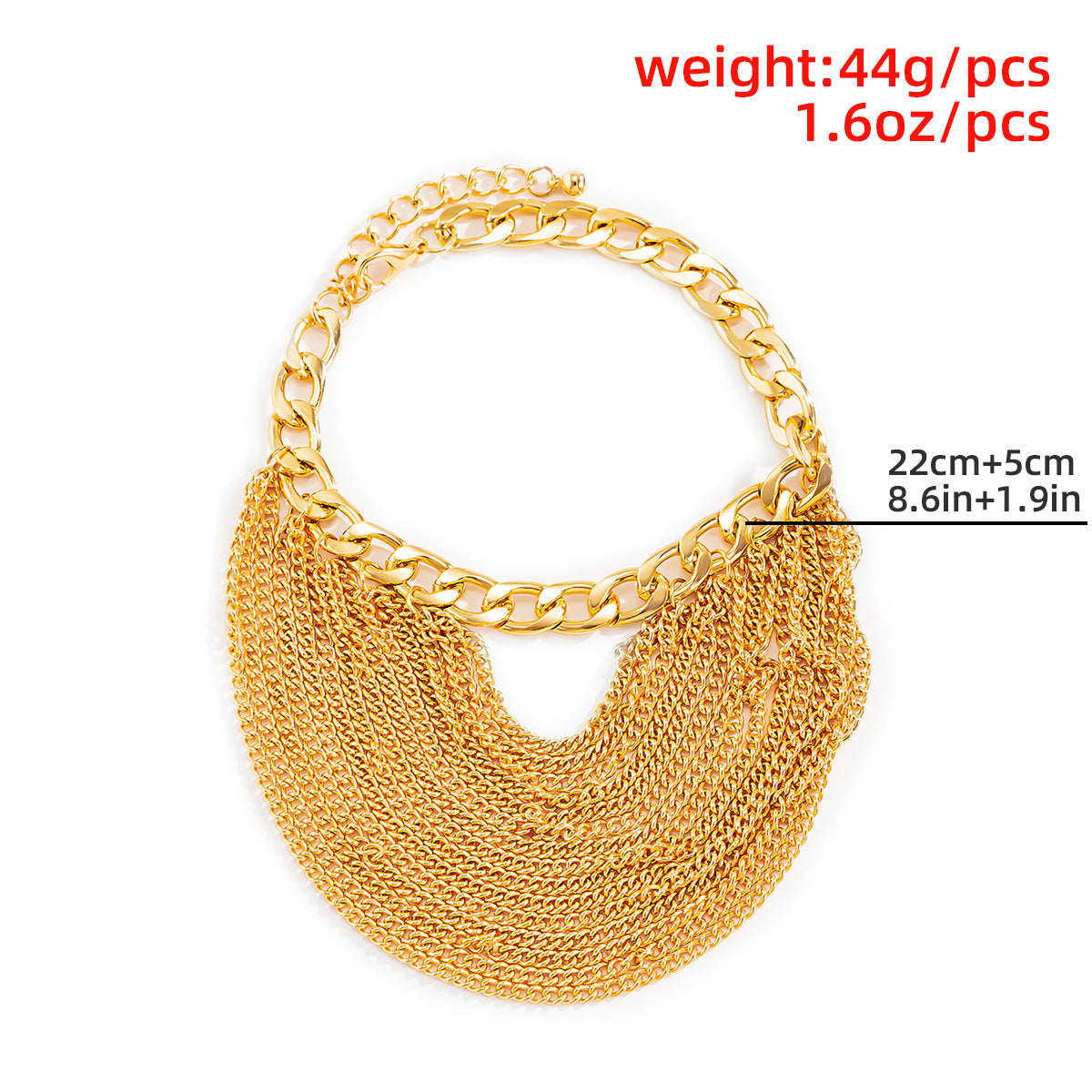 Temperament multi-layer fringed hip-hop anklet female exaggerated personality geometric metal chain shoe chain