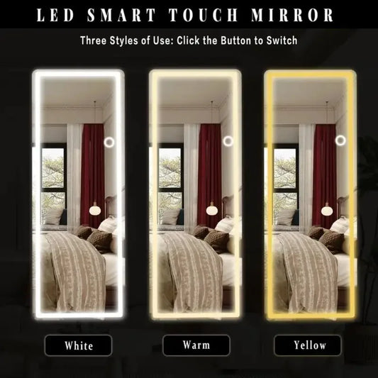 [Live5]64"x21"Full Length Mirror with LED Lights,  Lighted Floor Standing Mirror Wall Mounted Hanging Mirror & 3 Color Lighting