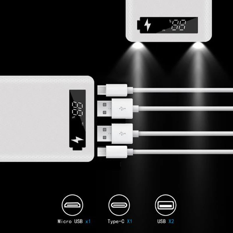 5x18650 Powerbank Portable Pover Power Bank 18650 Solar Power Bank Case DIY Box Dual USB Kit Phone Charger Flashlight