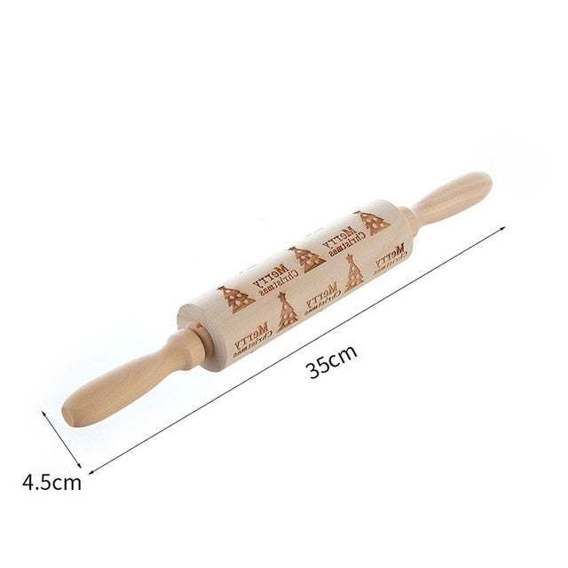 Merry Christmas Elk Wooden Print Rolling Pin Christmas Home Decorations Navidad Decor Noel Dessert Tools New Year 2020 DIY Craft