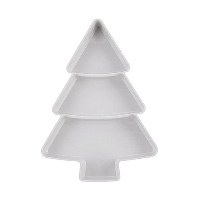 Christmas Tree Shape Candy Snacks Nuts Seeds Dry Fruits Plastic Plates Dishes Bowl Breakfast Tray Home Kitchen Supplies