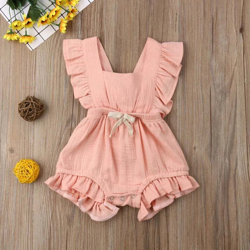 6 Colors Newborn Infant Toddler Clothes Baby Girl Rompers Ruffle Solid Jumpsuit Outfits Sunsuit Children Kids Clothing