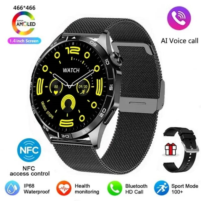 2024 New For Huawei Xiaomi Men GT4 Pro Smartwatch Bluetooth Call GPS Track Compass AMOLED 466*466 HD screen Men Smartwatch