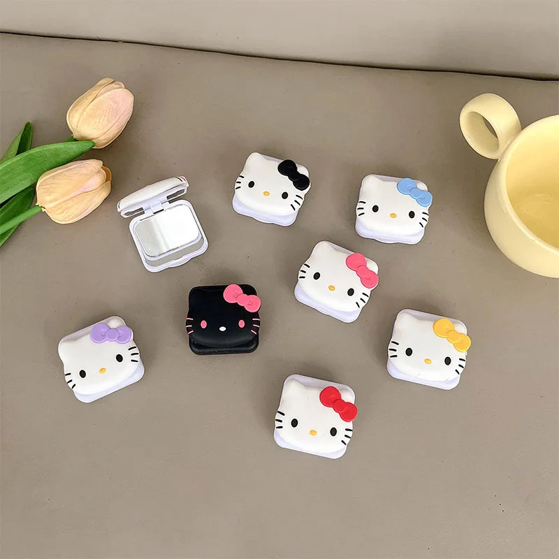 Cartoon Hello Kitty Mini Mirror Griptok Bracket For iPhone 16 15 Samsung Universal Phone Accessories Phone Holder Grip Tok Stand