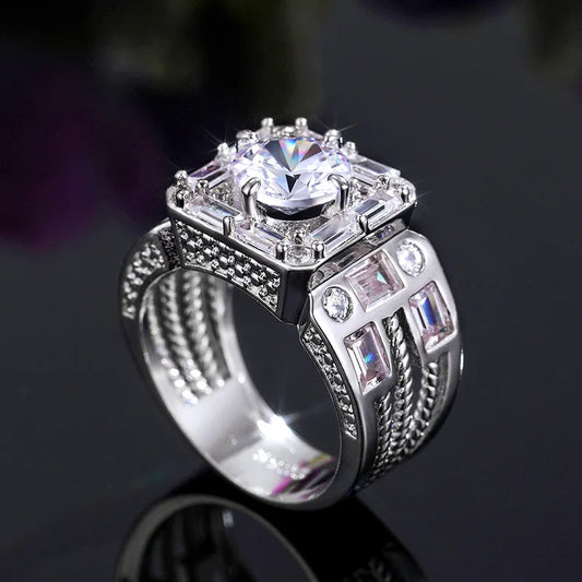 New Rose Duracell Alloy Wedding Ring Male Personality Wide Edition Zircon Finger Ring For Men And Women Party Engagement Jewelry