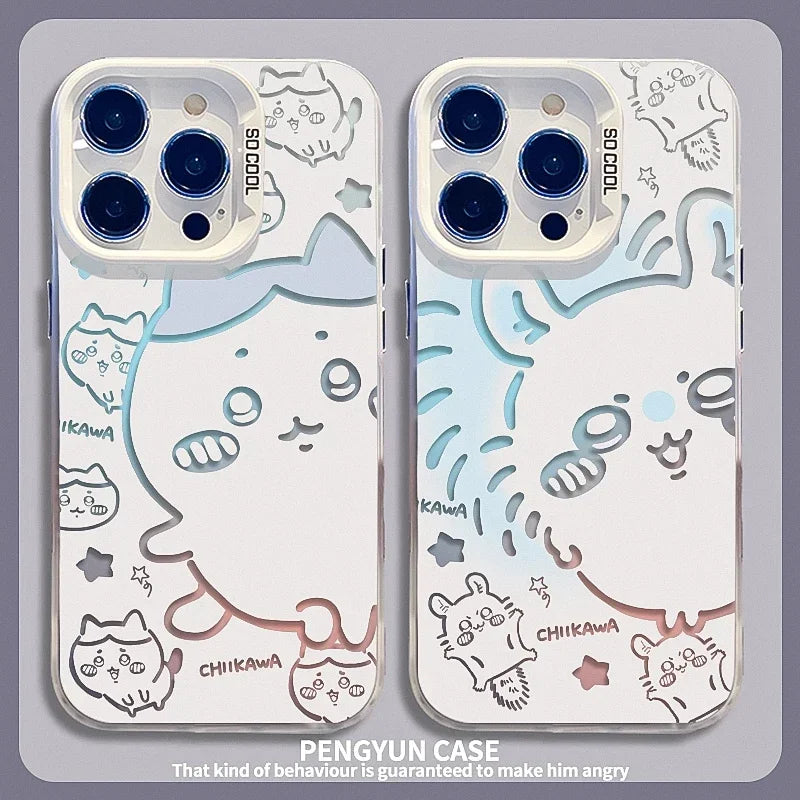 MINISO Usagi Hachiware Chiikawa Iphone Phone Case Kawaii Cute Anime Cartoon Suit for Iphone Series 12 13 14 15 Pro ProMAX Plus