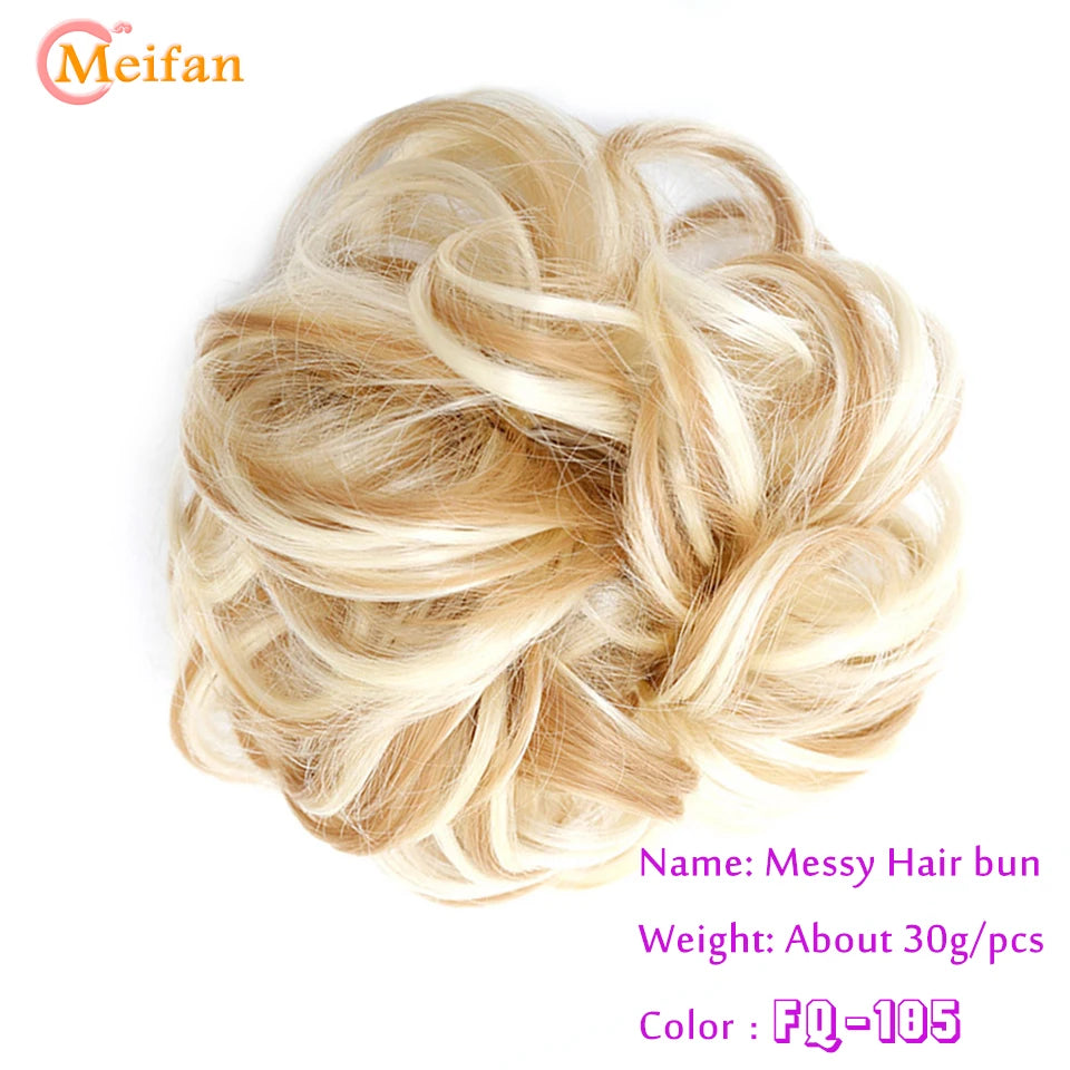 MEIFAN Synthetic Chignon Elastic Rubber Band Fake Hair Bun Clip in on Hair Tail Extension Updo Hair Piece Ponytail For Women