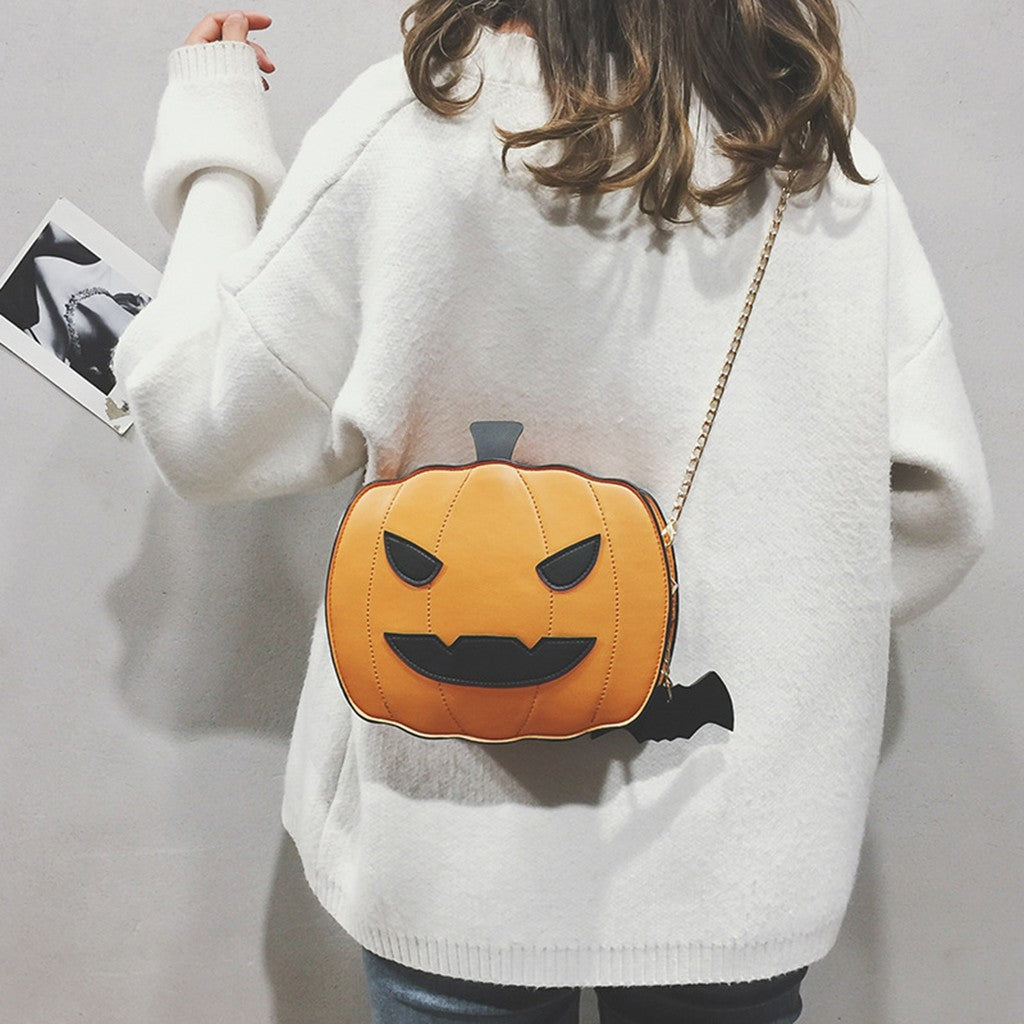 Funny Lovely Pumpkin Handbag Halloween Candy Bag Girls Shoulder Messenger Bag Ladies Messenger Shoulder Bag Casual Purse Handbag