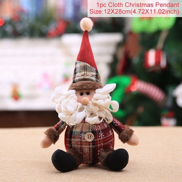 Santa Claus Christmas Ornaments Tree Decor Elk Snowman Plush Christmas Doll Decorations For Home 2019 Navidad Pendant Gift Kids